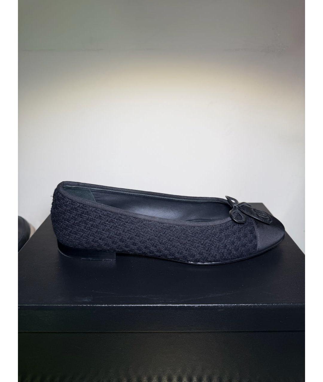 CHANEL Черные текстильные балетки, фото 7