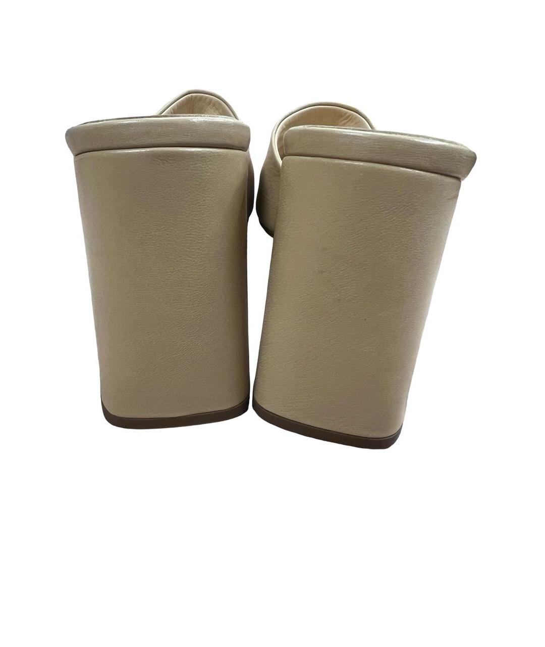 BY FAR Бежевые кожаные мюли, фото 4