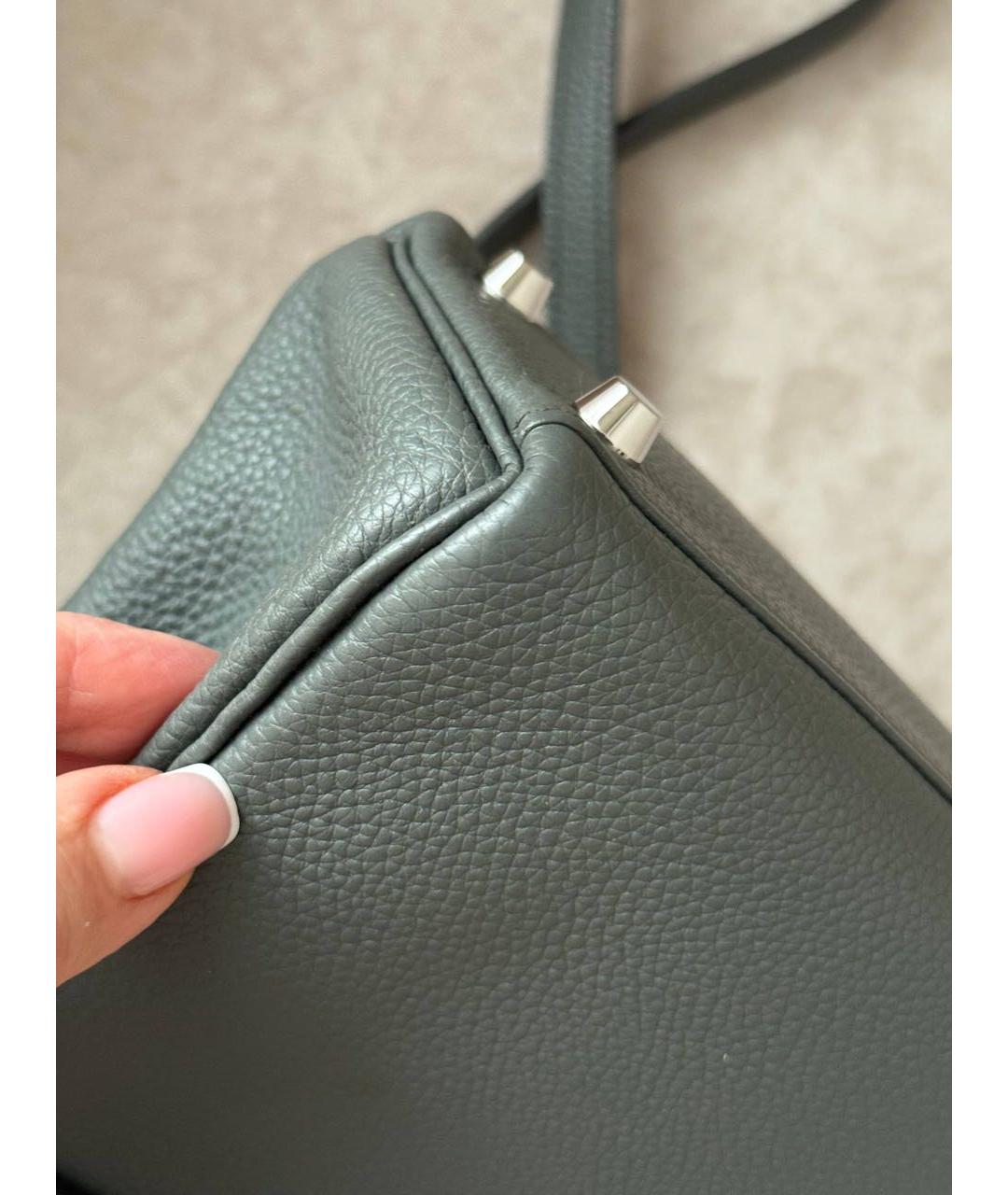 HERMES Серая кожаная сумка с короткими ручками, фото 2