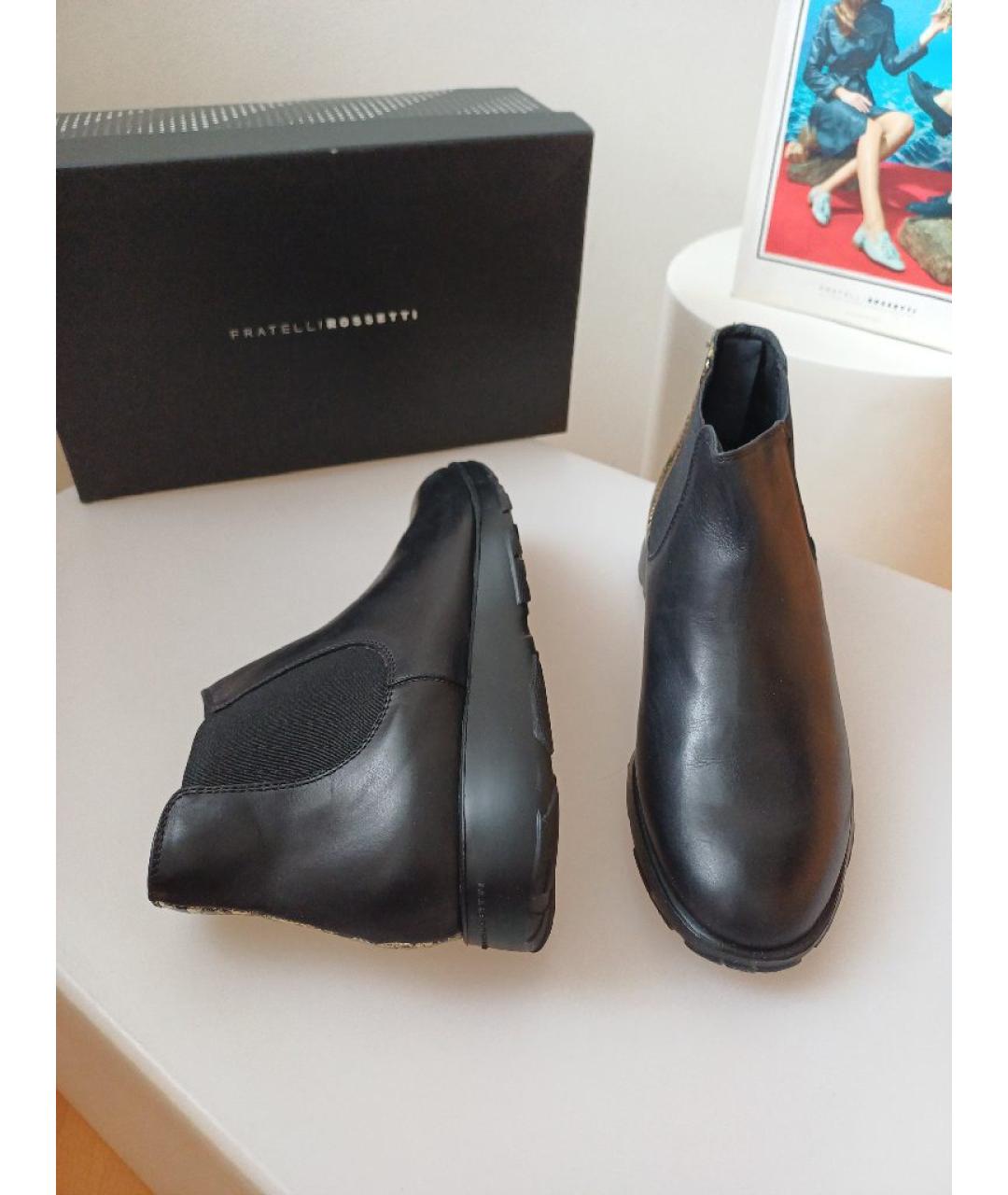 FRATELLI ROSSETTI Черные кожаные ботинки, фото 4