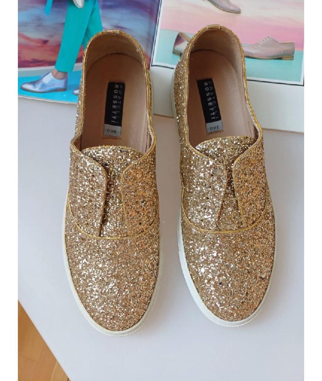 FRATELLI ROSSETTI Золотые кожаные слипоны, фото 6