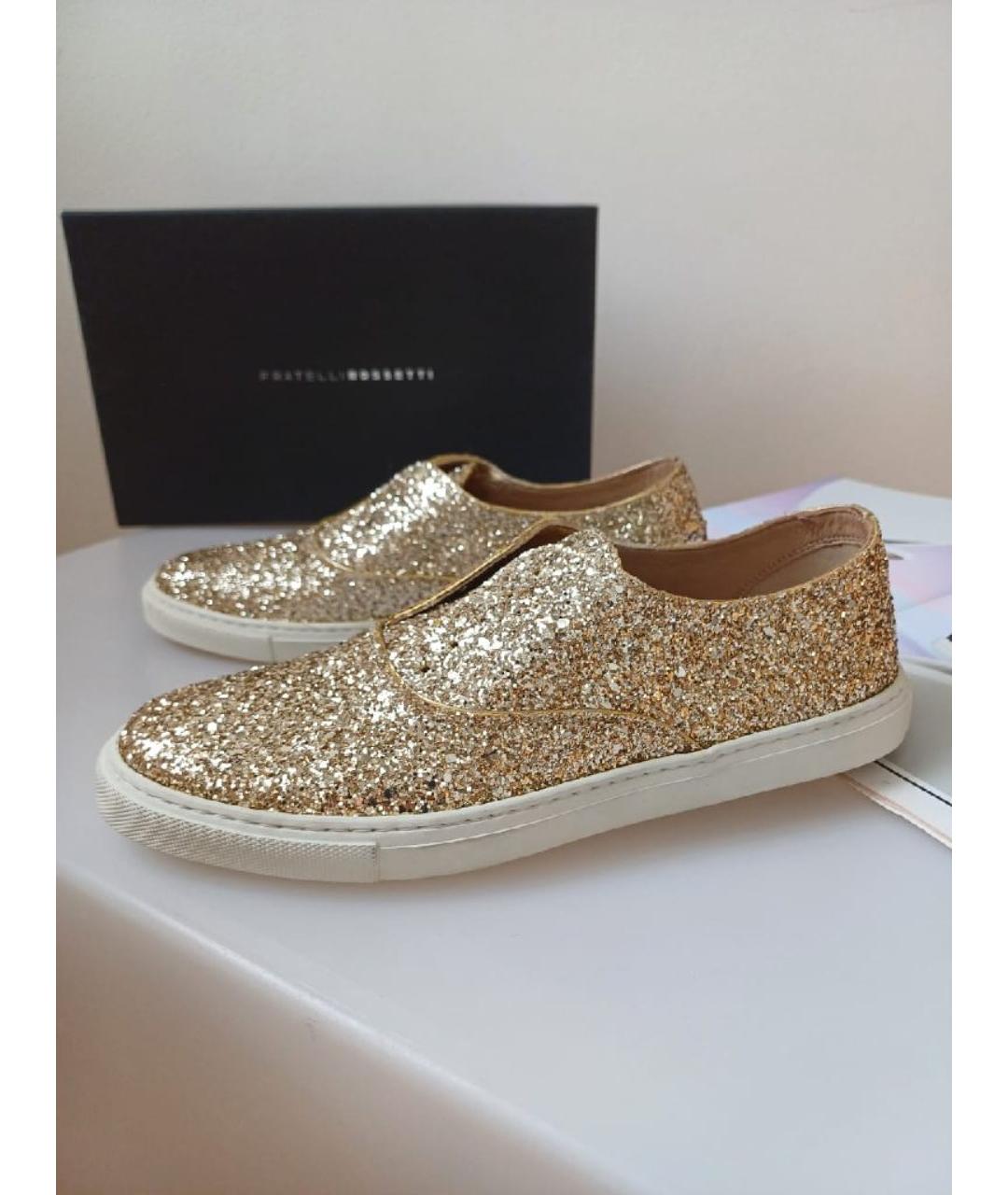 FRATELLI ROSSETTI Золотые кожаные слипоны, фото 5