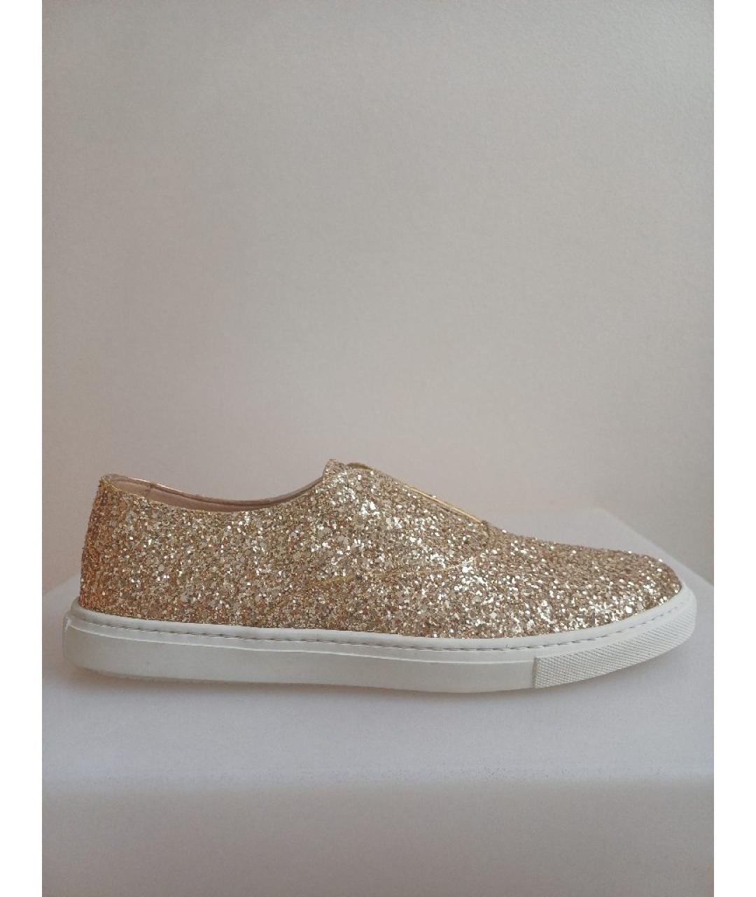 FRATELLI ROSSETTI Золотые кожаные слипоны, фото 9