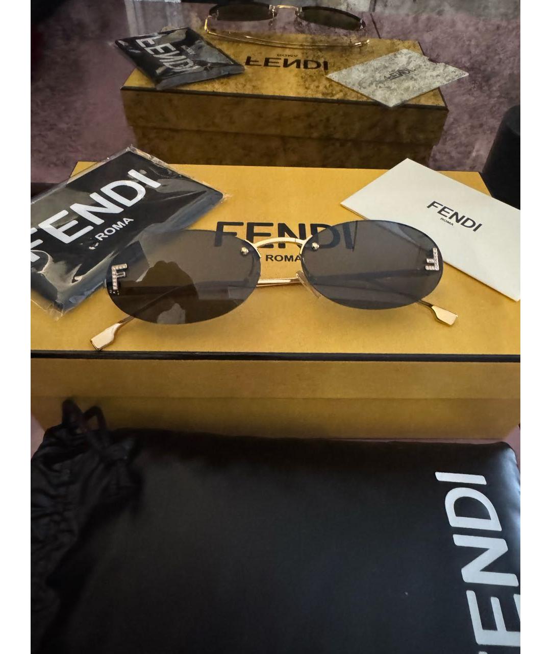 FENDI Серые металлические солнцезащитные очки, фото 7