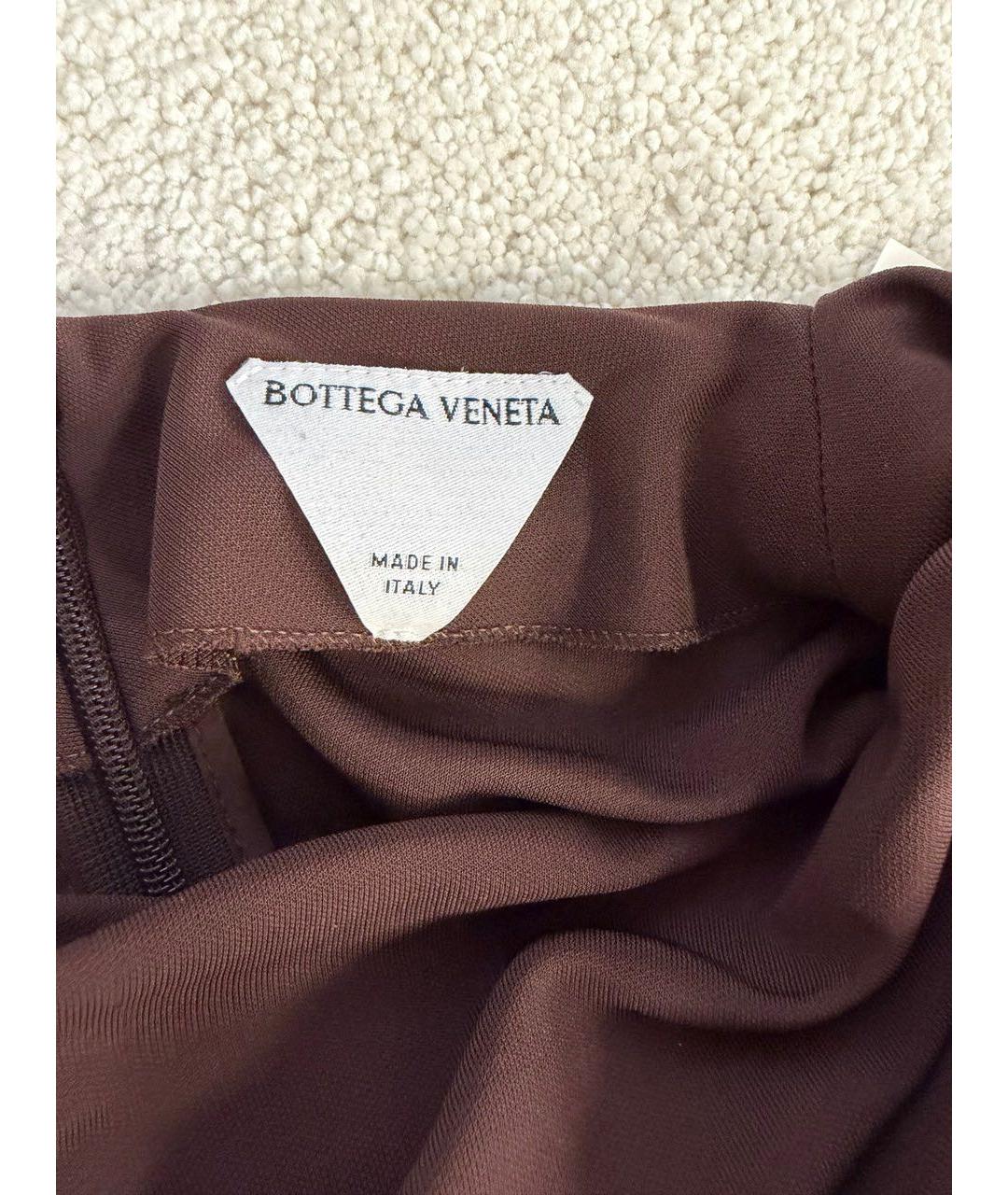 BOTTEGA VENETA Коричневое вискозное вечернее платье, фото 3
