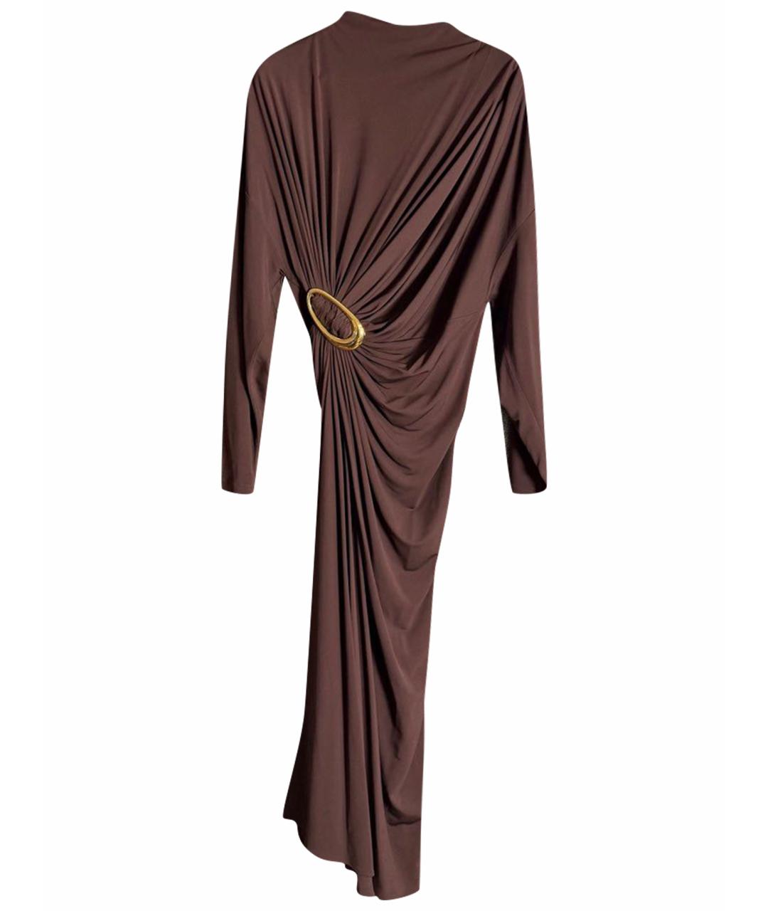 BOTTEGA VENETA Коричневое вискозное вечернее платье, фото 1