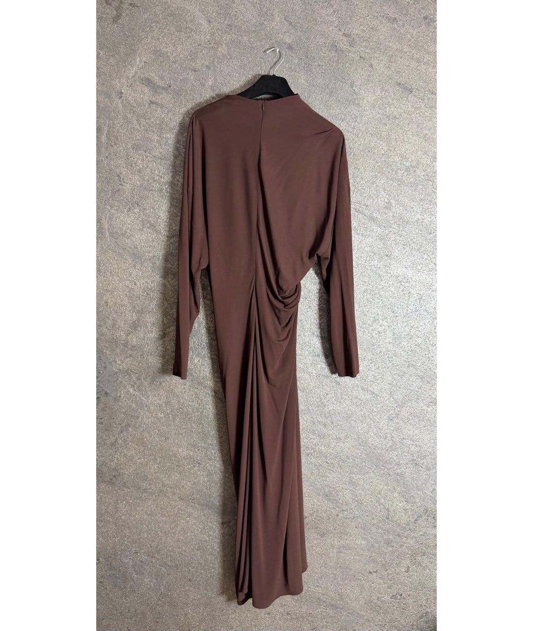 BOTTEGA VENETA Коричневое вискозное вечернее платье, фото 2