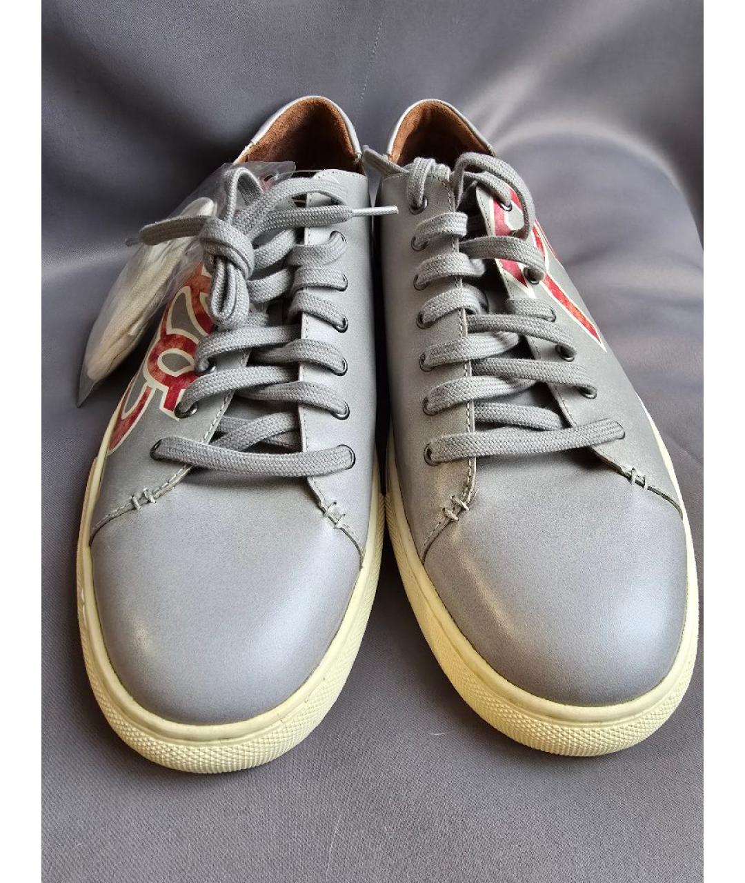 POLO RALPH LAUREN Серые кожаные низкие кроссовки / кеды, фото 2