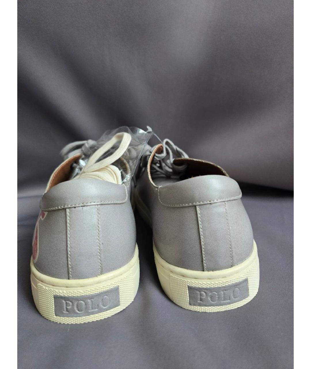 POLO RALPH LAUREN Серые кожаные низкие кроссовки / кеды, фото 3