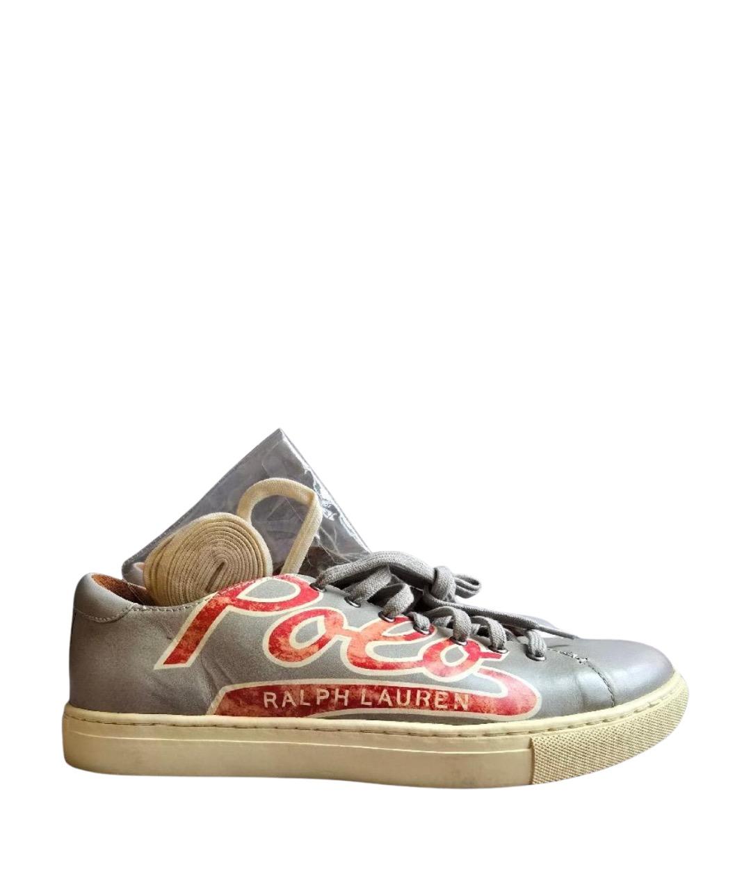 POLO RALPH LAUREN Серые кожаные низкие кроссовки / кеды, фото 5