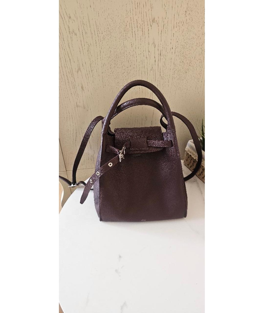 CELINE Бордовая кожаная сумка тоут, фото 9