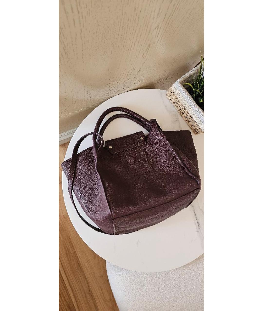 CELINE Бордовая кожаная сумка тоут, фото 3