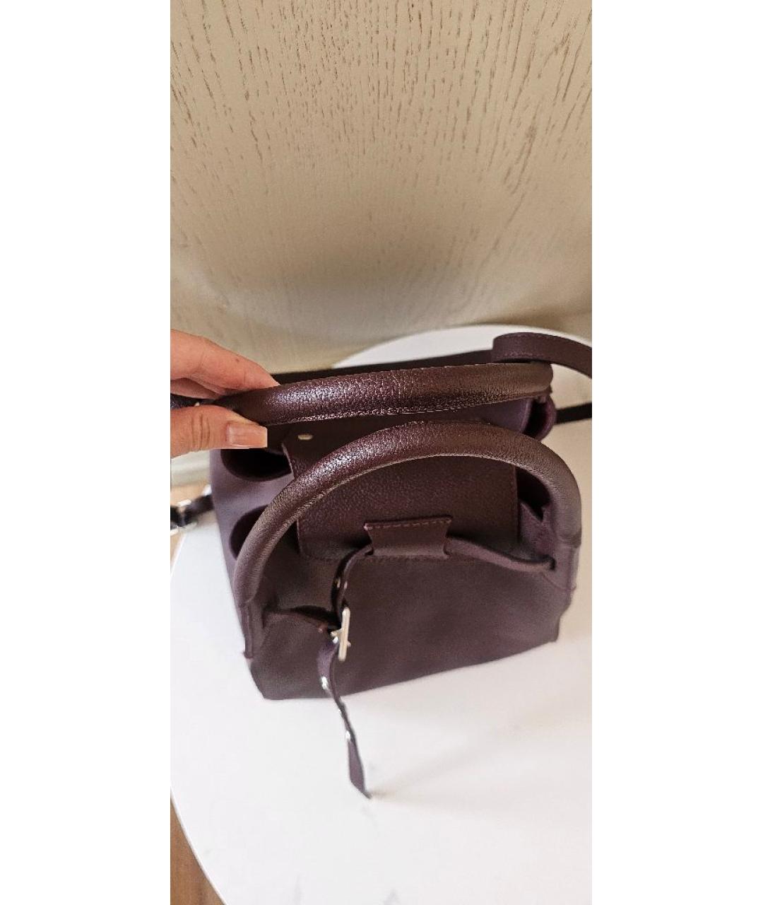 CELINE Бордовая кожаная сумка тоут, фото 7