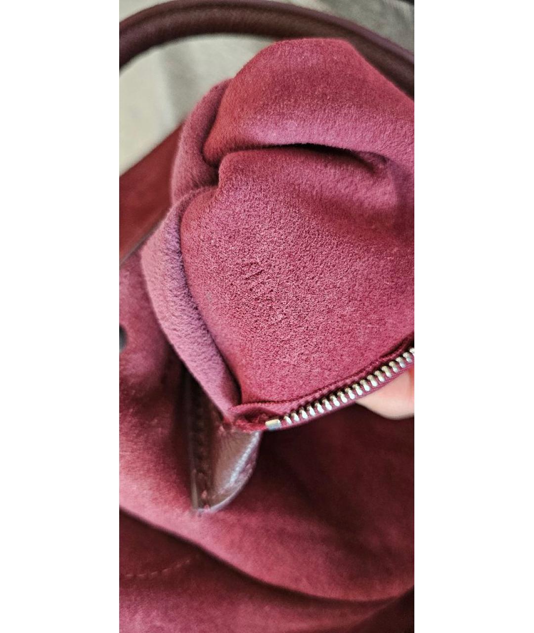 CELINE Бордовая кожаная сумка тоут, фото 8