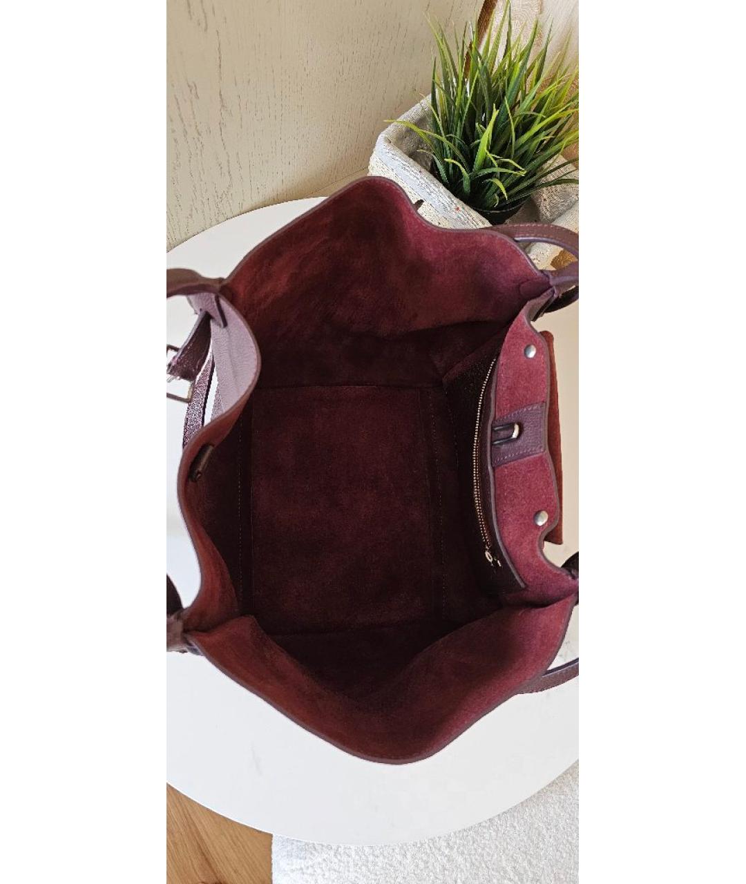 CELINE Бордовая кожаная сумка тоут, фото 4