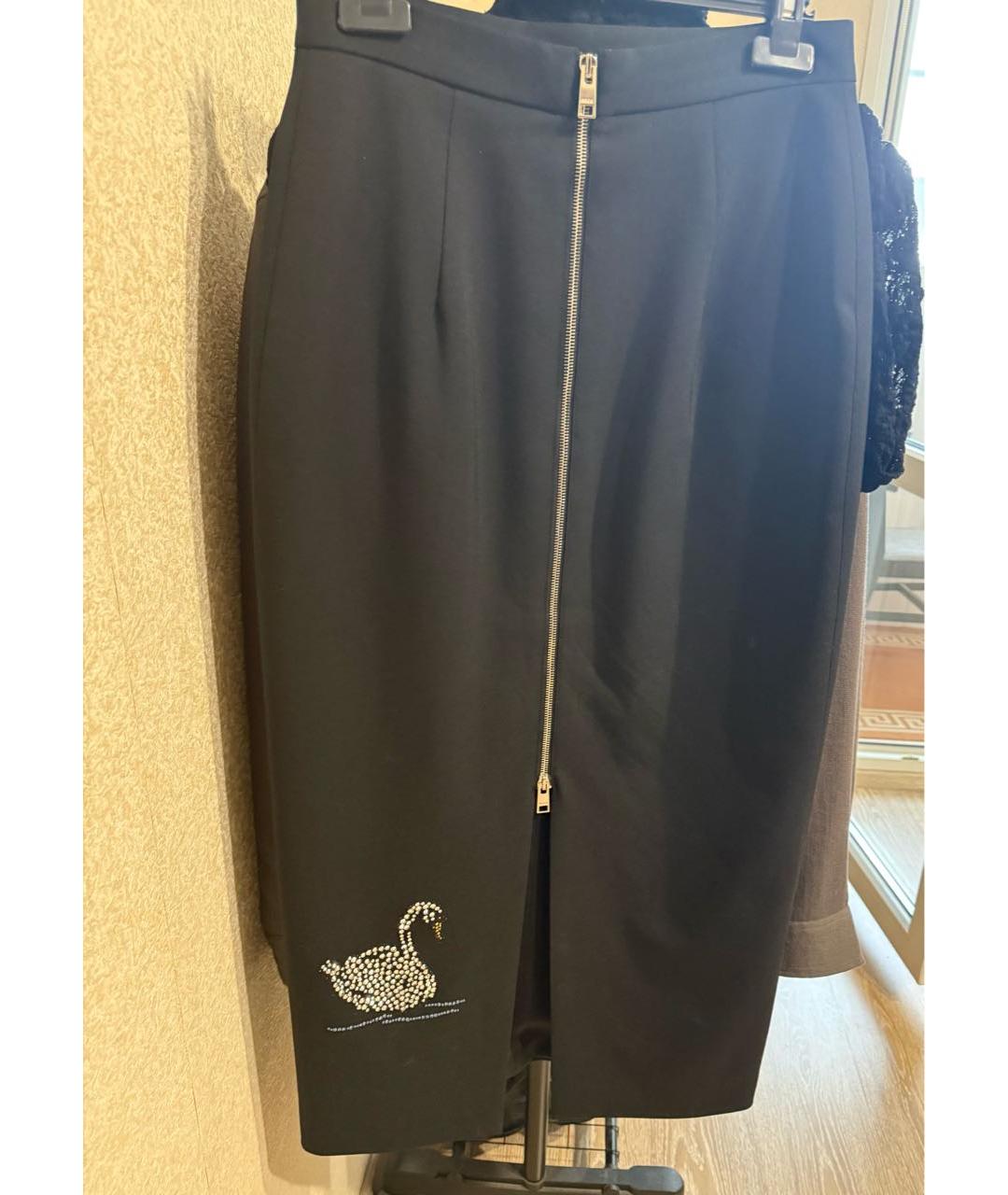 MSGM Черная полиэстеровая юбка макси, фото 6