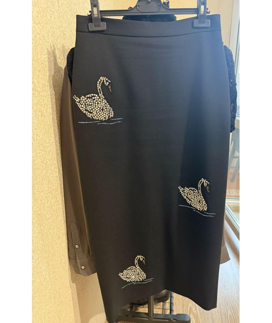 MSGM Черная полиэстеровая юбка макси, фото 5