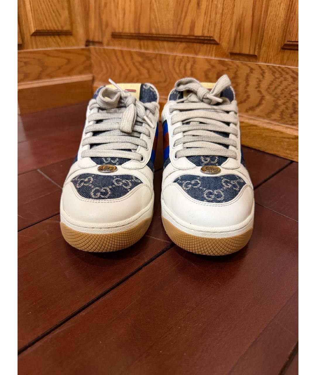 GUCCI Бежевые кожаные низкие кроссовки / кеды, фото 3