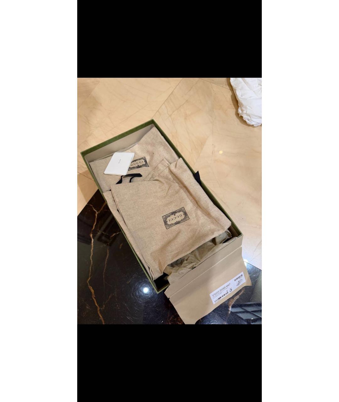 GUCCI Бежевые кожаные низкие кроссовки / кеды, фото 6