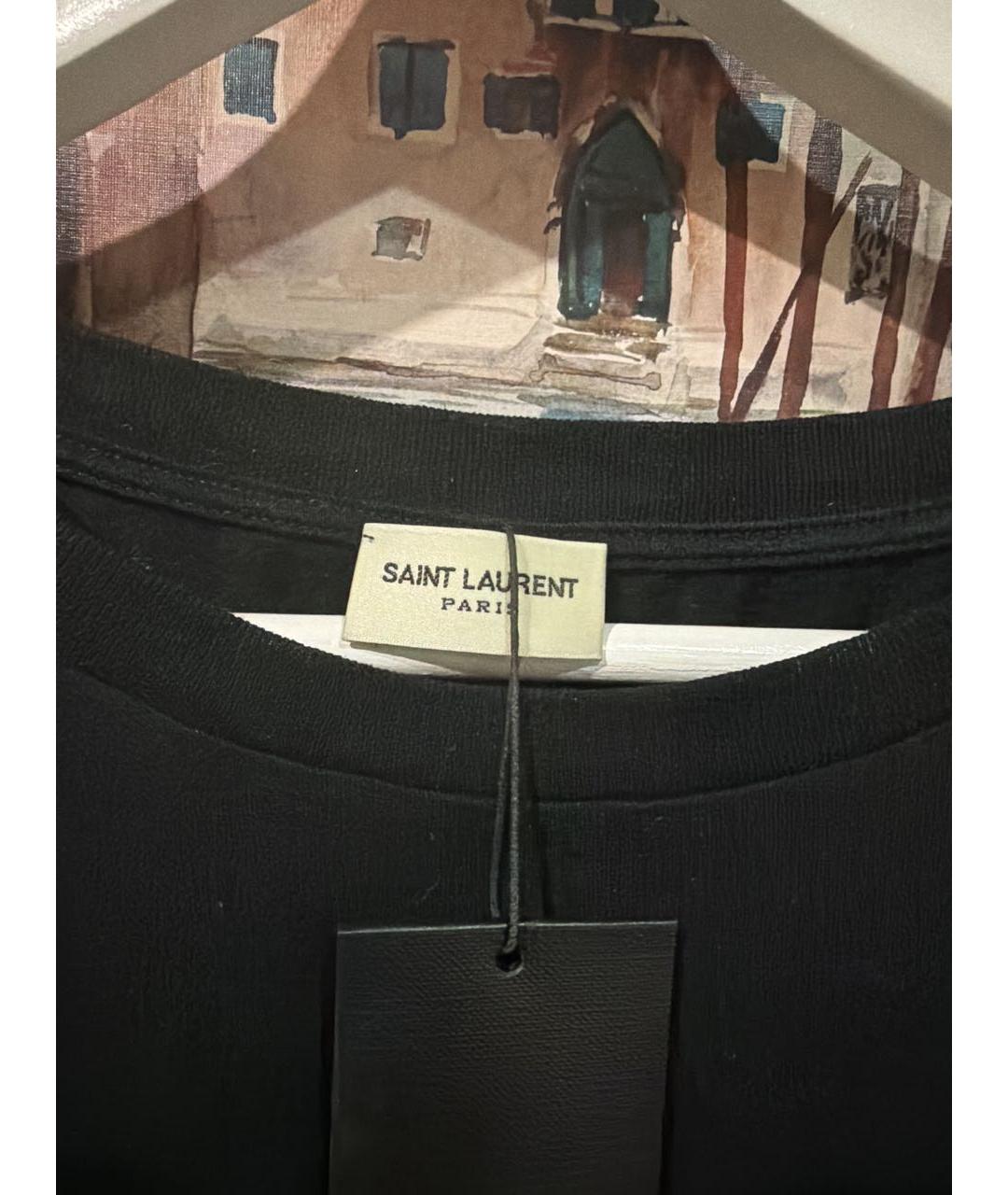 SAINT LAURENT Черная хлопковая футболка, фото 4