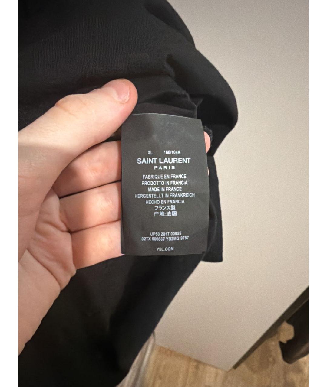 SAINT LAURENT Черная хлопковая футболка, фото 5