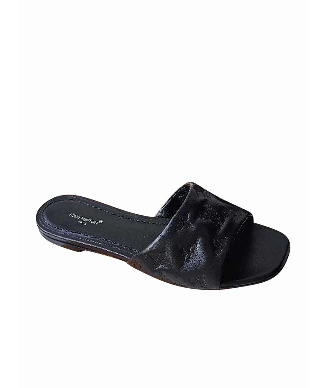 LOUIS VUITTON Черные кожаные шлепанцы, фото 1