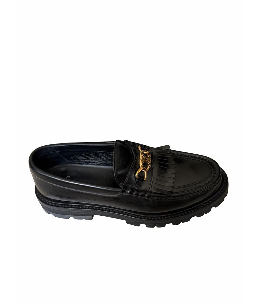 CELINE Черные кожаные лоферы, фото 1