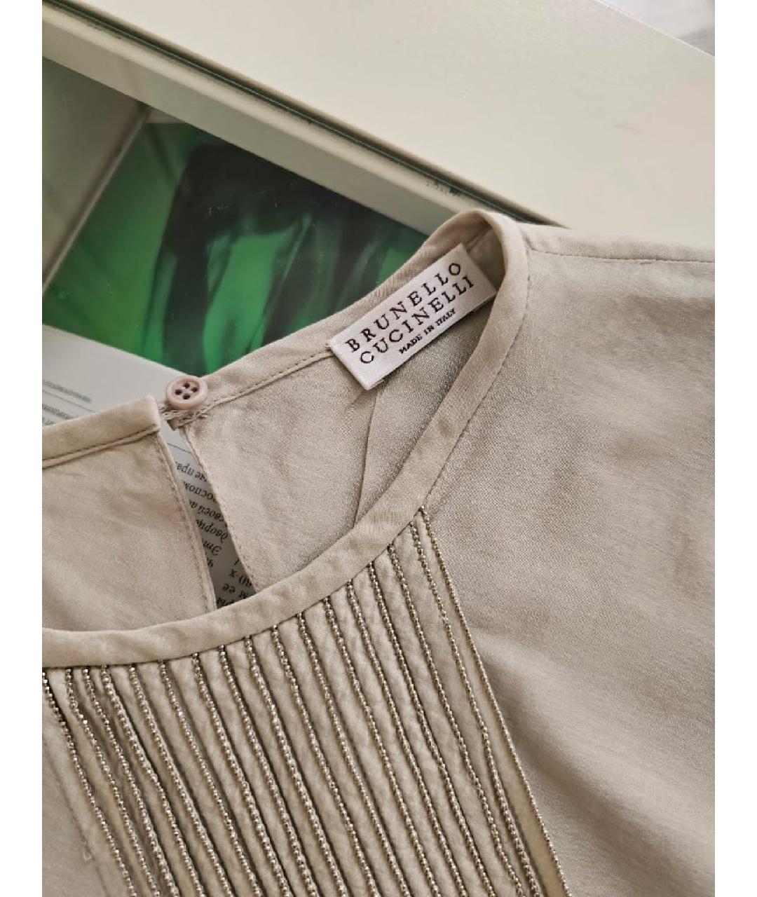 BRUNELLO CUCINELLI Бежевая майка, фото 3