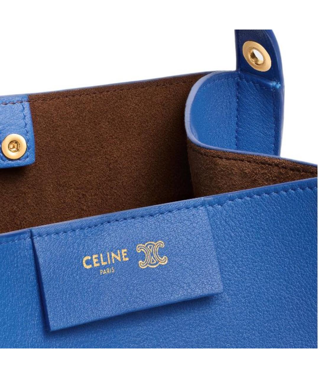 CELINE Синяя кожаная сумка тоут, фото 5