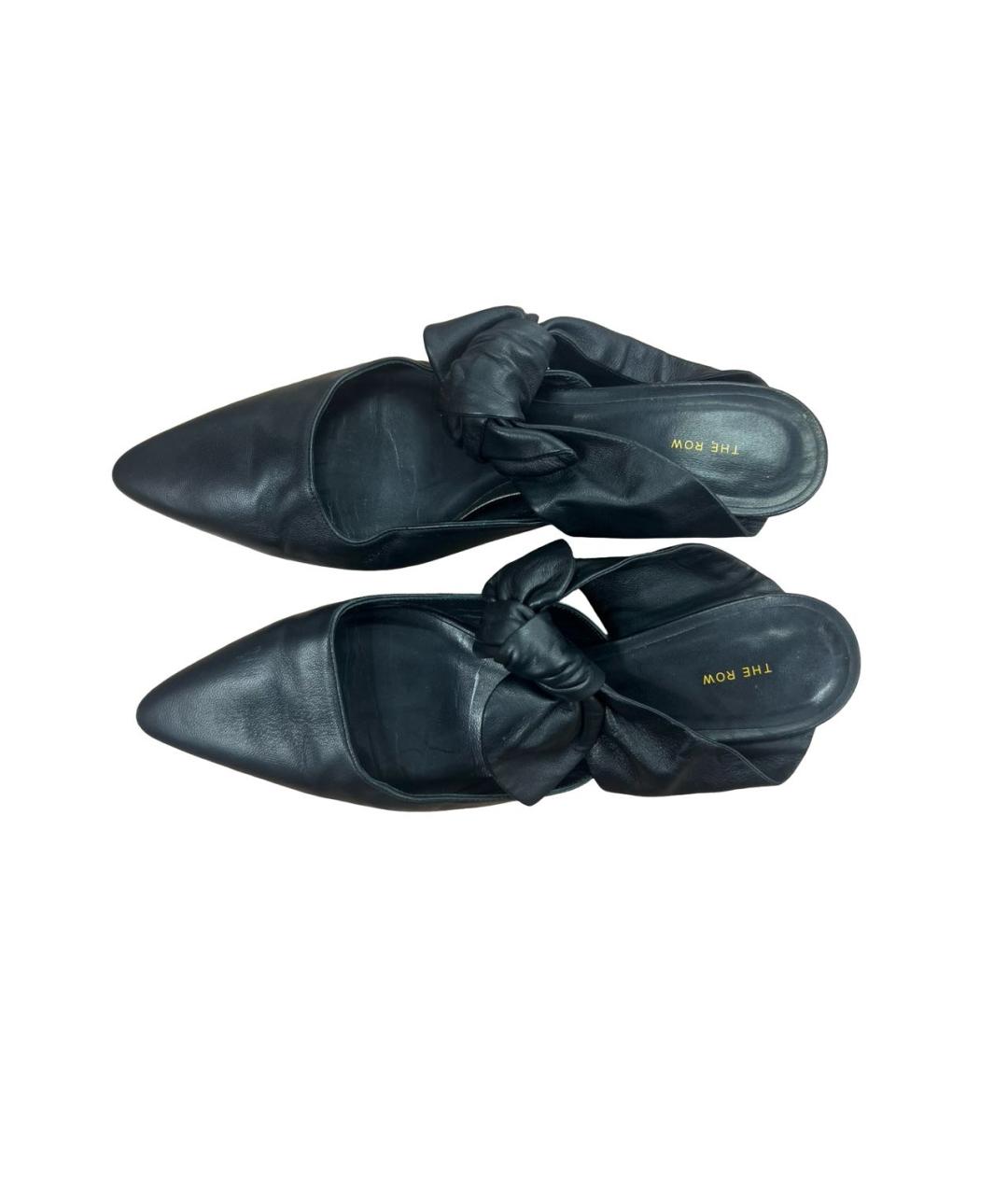 THE ROW Черные кожаные мюли, фото 2