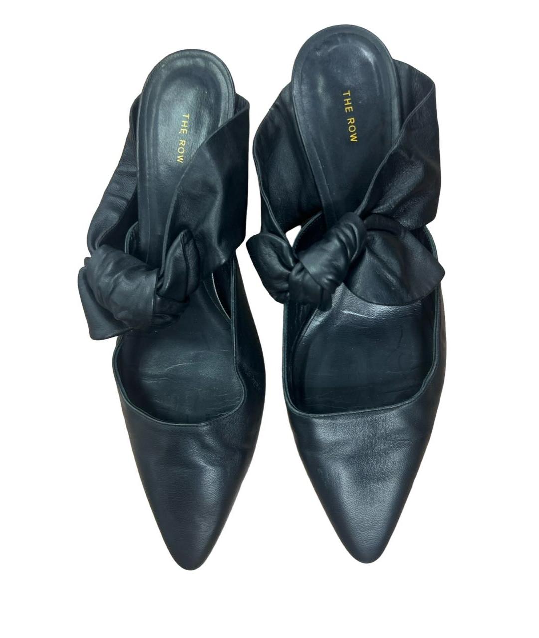 THE ROW Черные кожаные мюли, фото 3