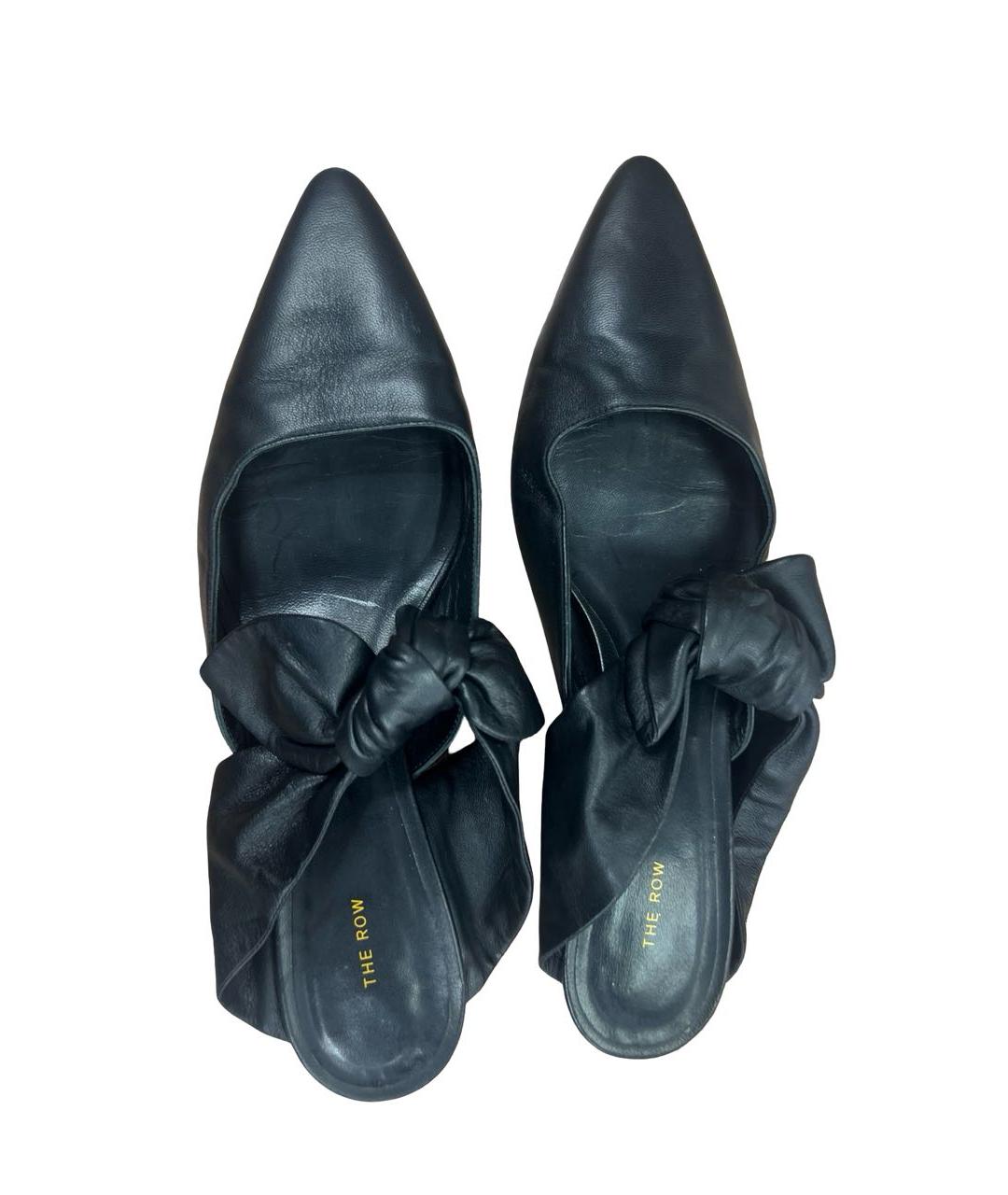 THE ROW Черные кожаные мюли, фото 4