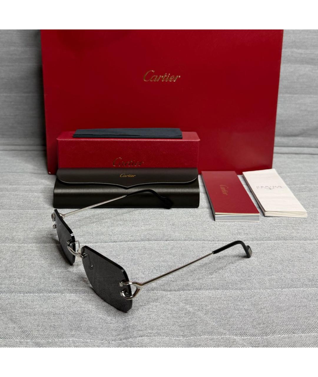 CARTIER Серебряные металлические солнцезащитные очки, фото 3