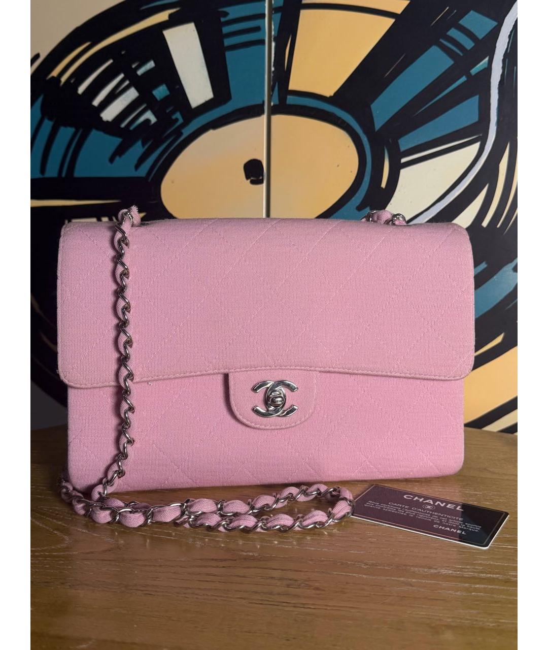 CHANEL Розовая тканевая сумка через плечо, фото 8