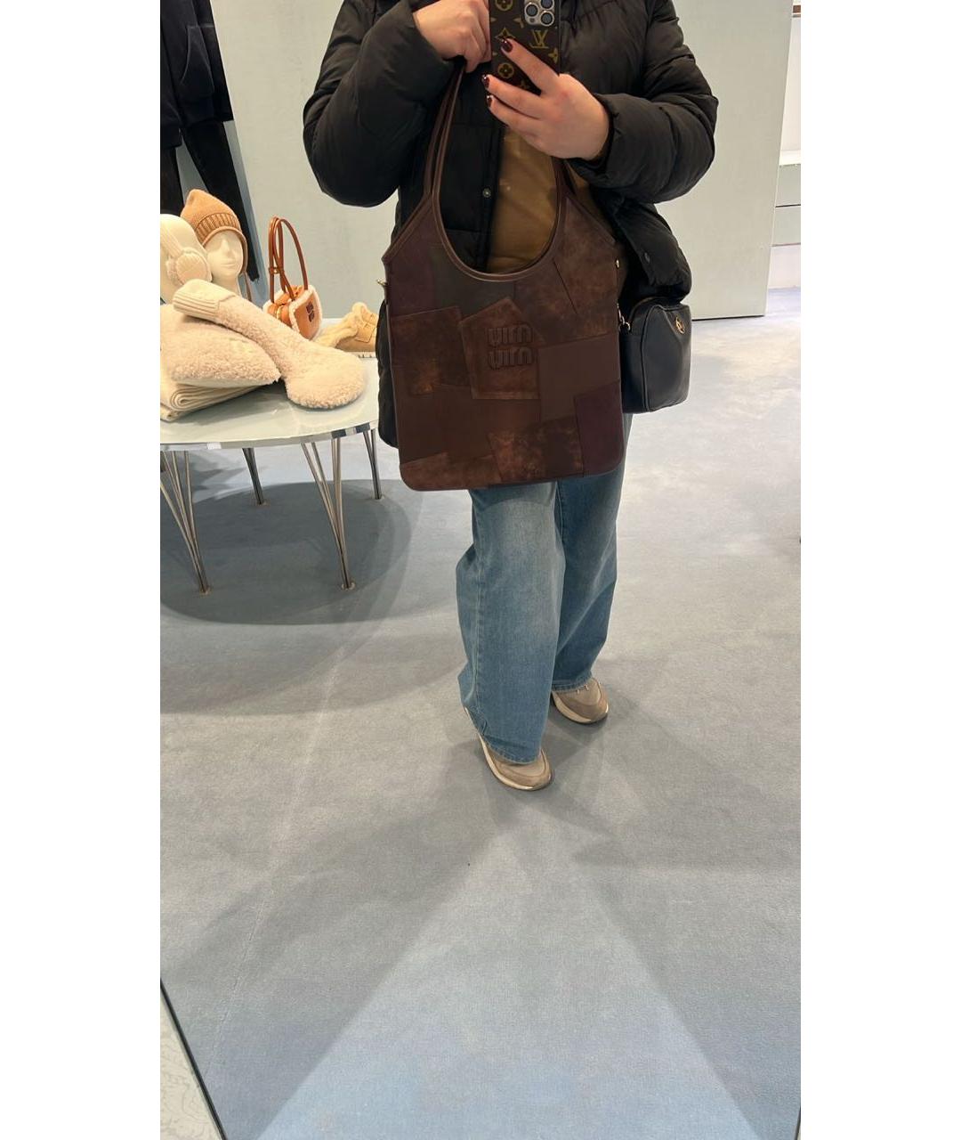 MIU MIU Коричневая кожаная сумка тоут, фото 4