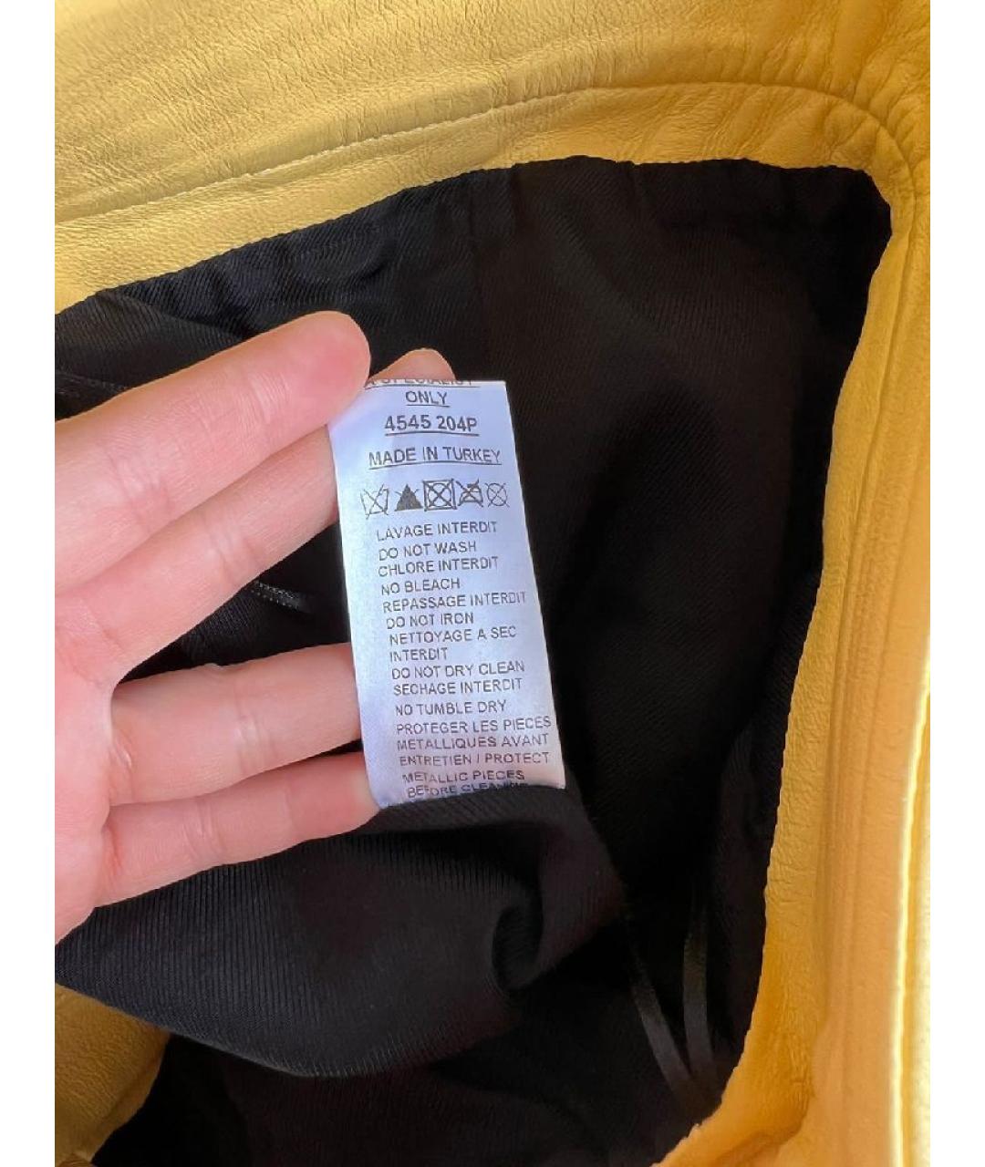 BALMAIN Желтая кожаная юбка мини, фото 6