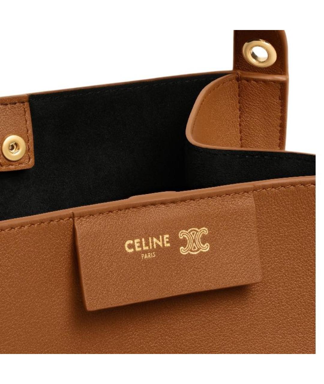 CELINE Коричневая кожаная сумка тоут, фото 5