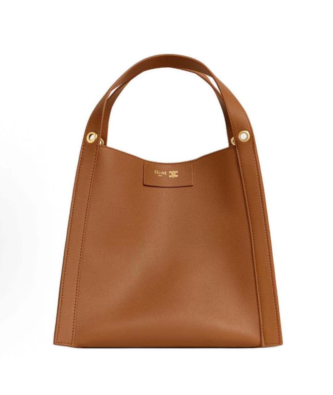 CELINE Коричневая кожаная сумка тоут, фото 6