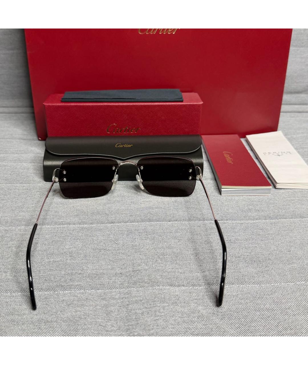 CARTIER Серебряные металлические солнцезащитные очки, фото 4