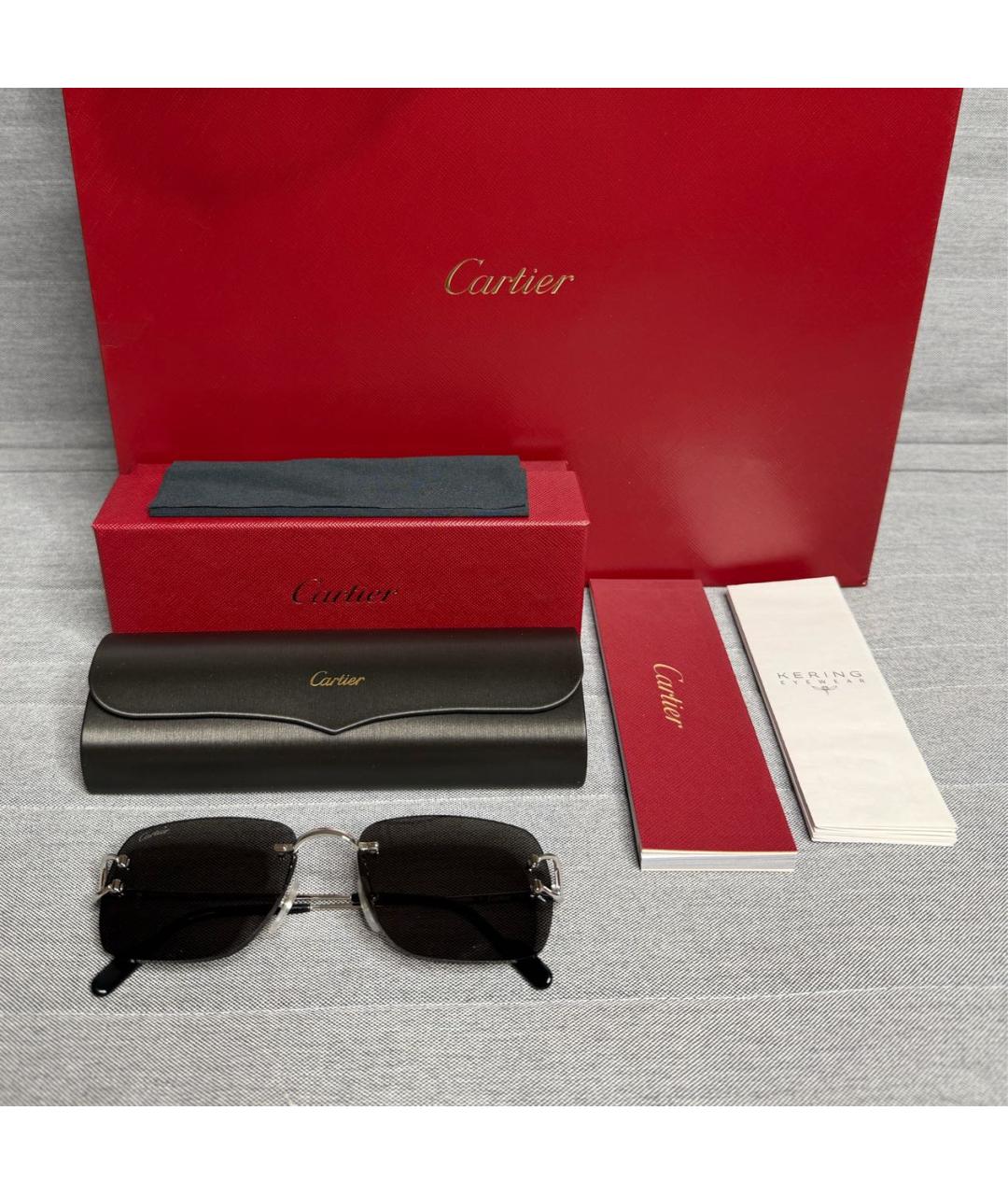 CARTIER Серебряные металлические солнцезащитные очки, фото 2