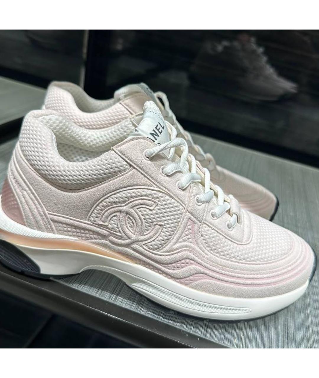 CHANEL Розовые текстильные кроссовки, фото 3