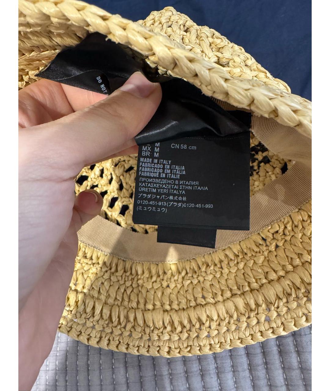 PRADA Бежевая соломенная панама, фото 4