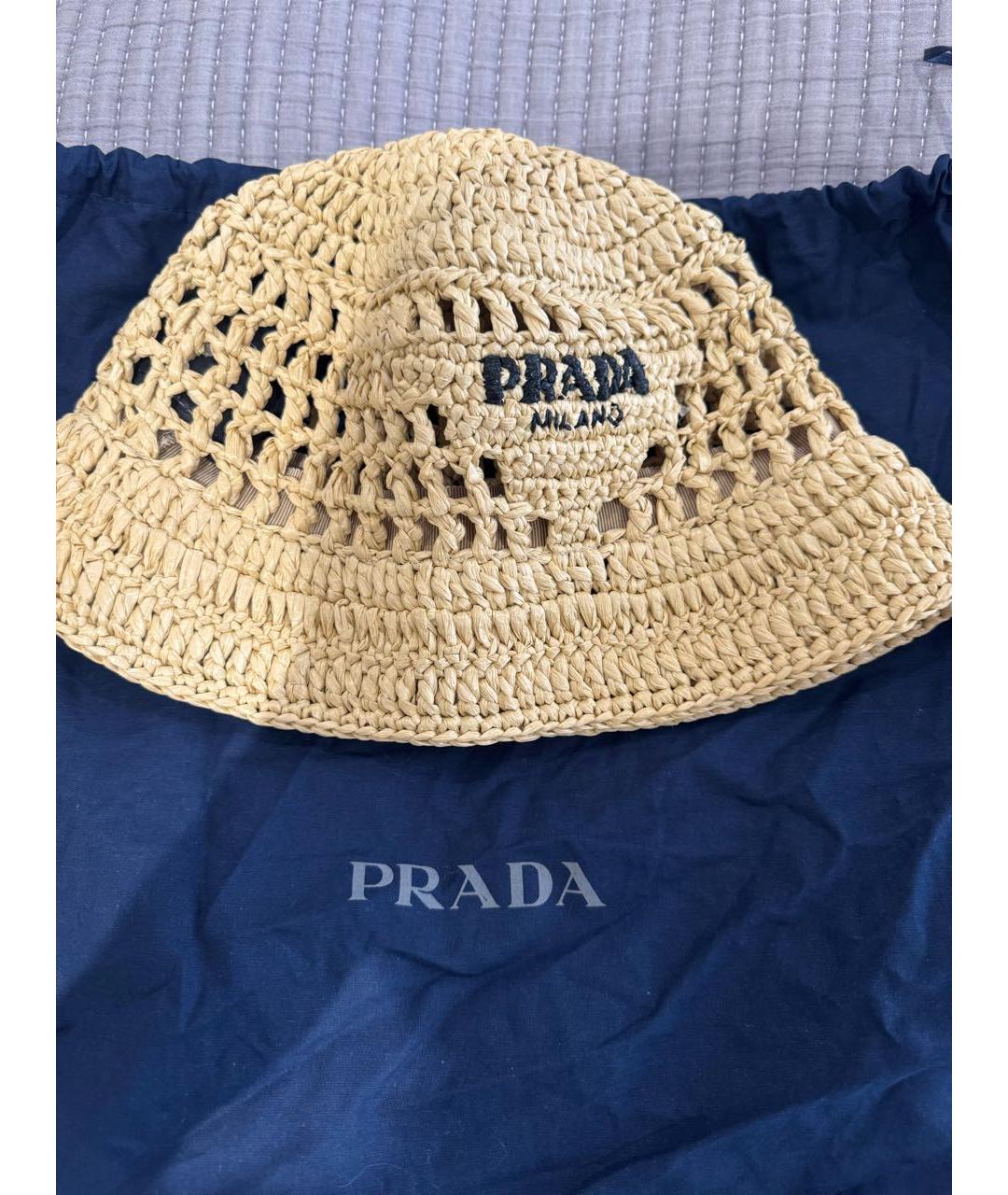 PRADA Бежевая соломенная панама, фото 2