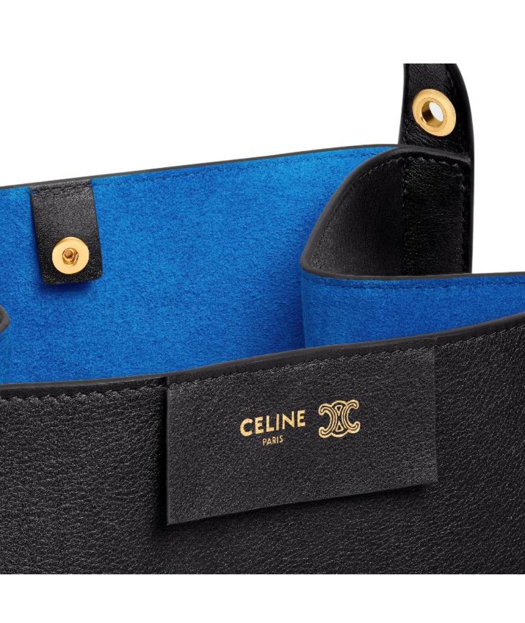 CELINE Черная кожаная сумка тоут, фото 5