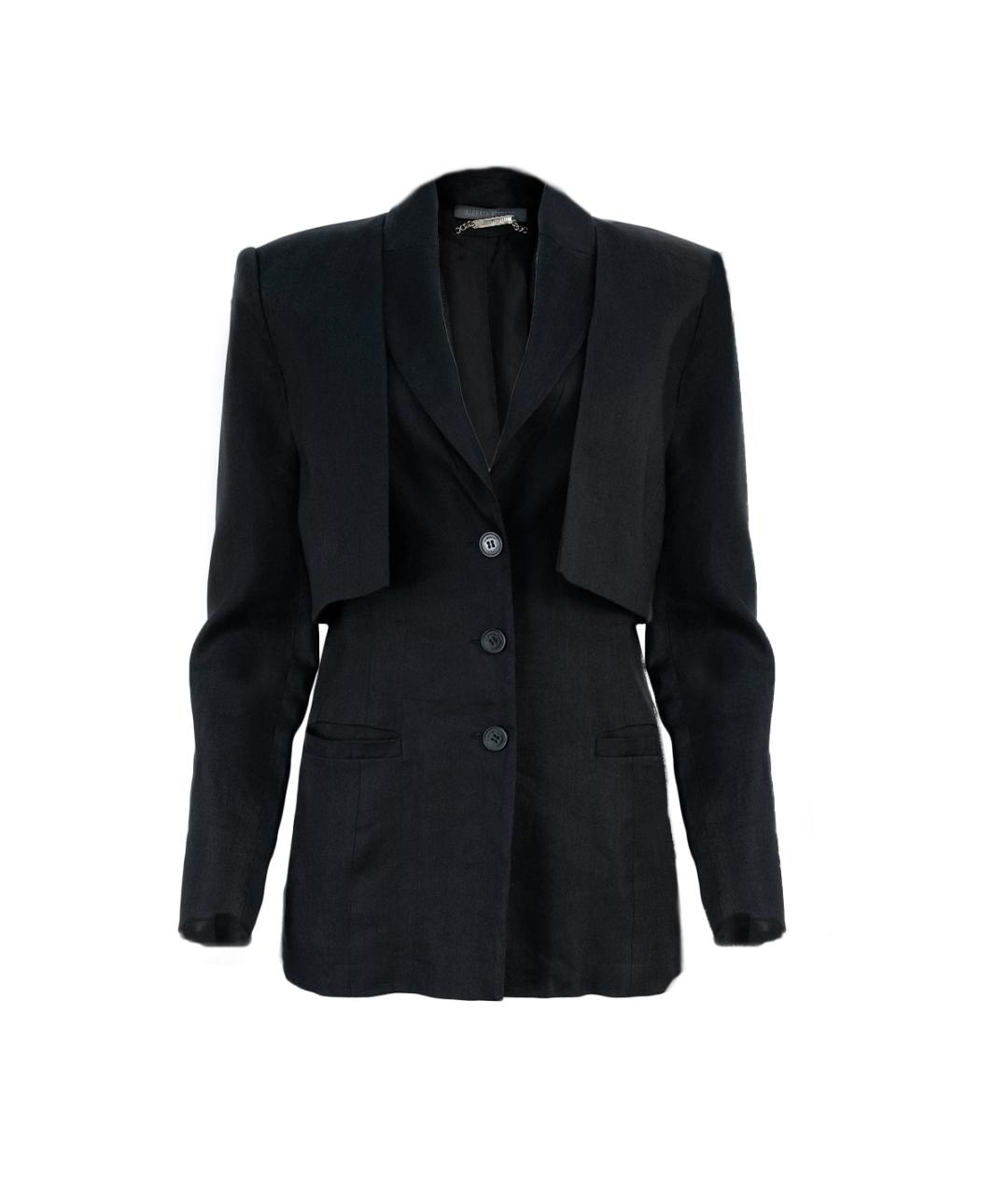 ALBERTA FERRETTI Черный льняной костюм с брюками, фото 2