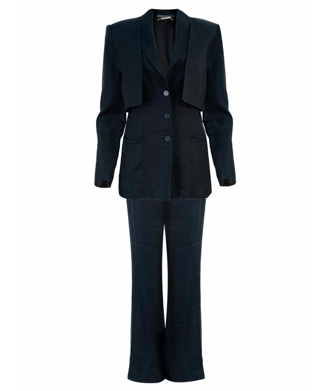 ALBERTA FERRETTI Черный льняной костюм с брюками, фото 1