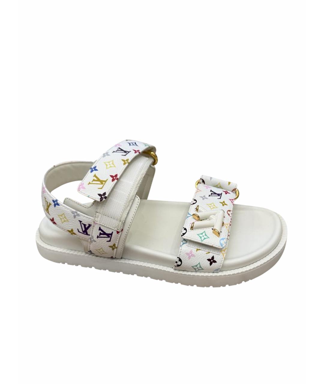 LOUIS VUITTON Белые кожаные сандалии, фото 1