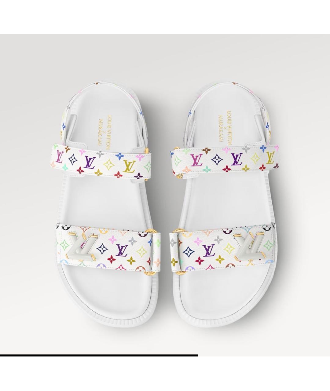 LOUIS VUITTON Белые кожаные сандалии, фото 3