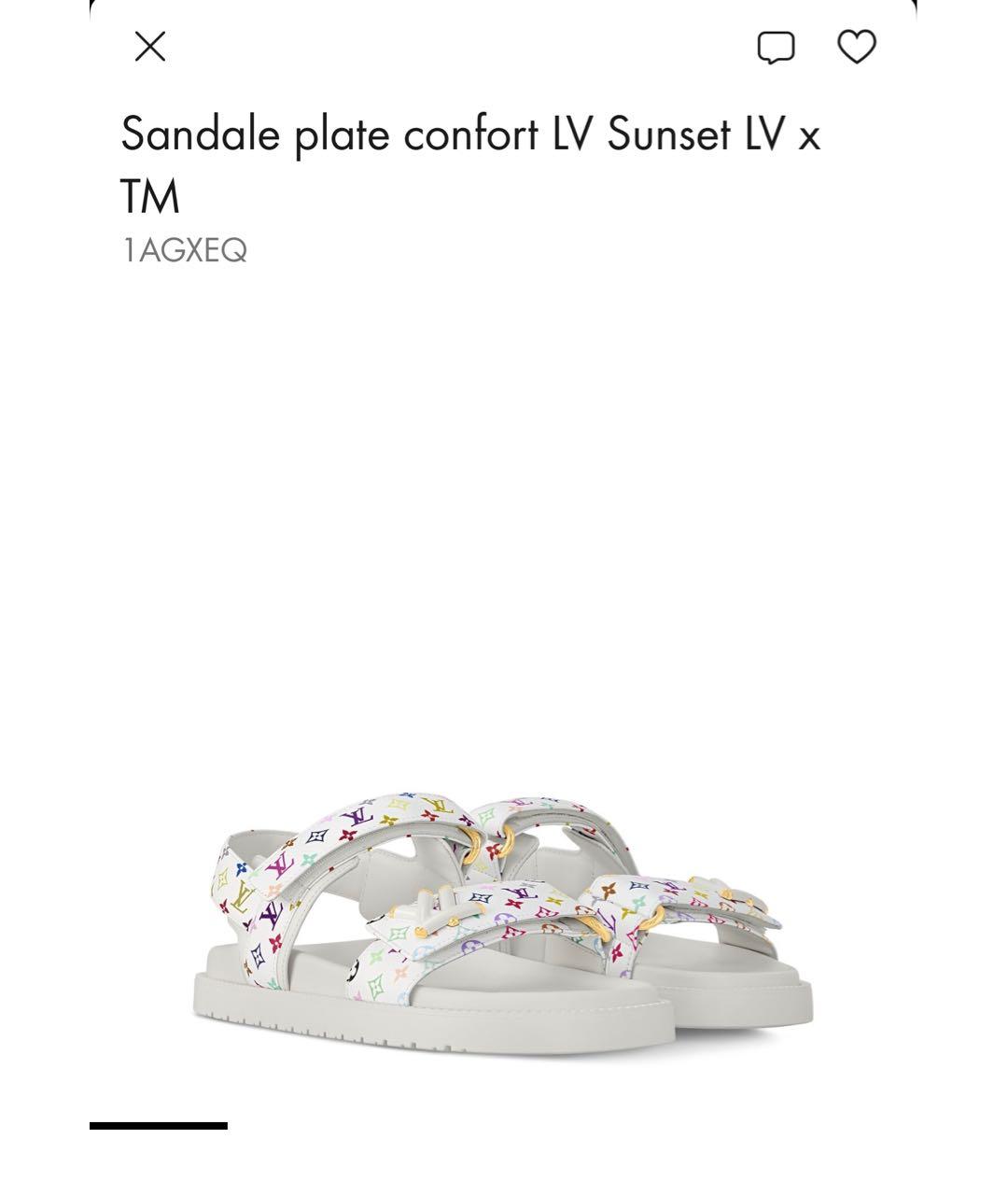 LOUIS VUITTON Белые кожаные сандалии, фото 2