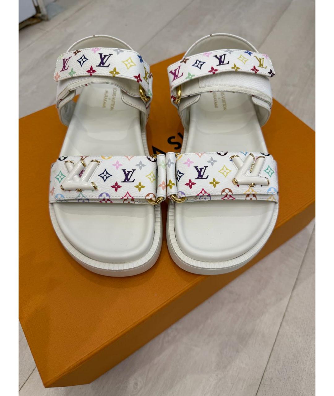 LOUIS VUITTON Белые кожаные сандалии, фото 5